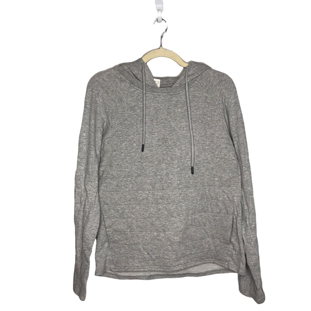 Zyia Active Hoodie Womens Medium Gray Combo Pocket Quilted Sweatshirt